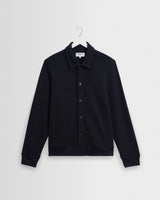 wax london men's Hays - Navy Structured Waffle Overshirt