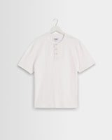 wax london men's Hill - Off White Slub Organic Cotton Henley T-Shirt