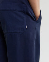 wax london men's Hyde - Navy Organic Cotton Twill Straight Fit Trousers