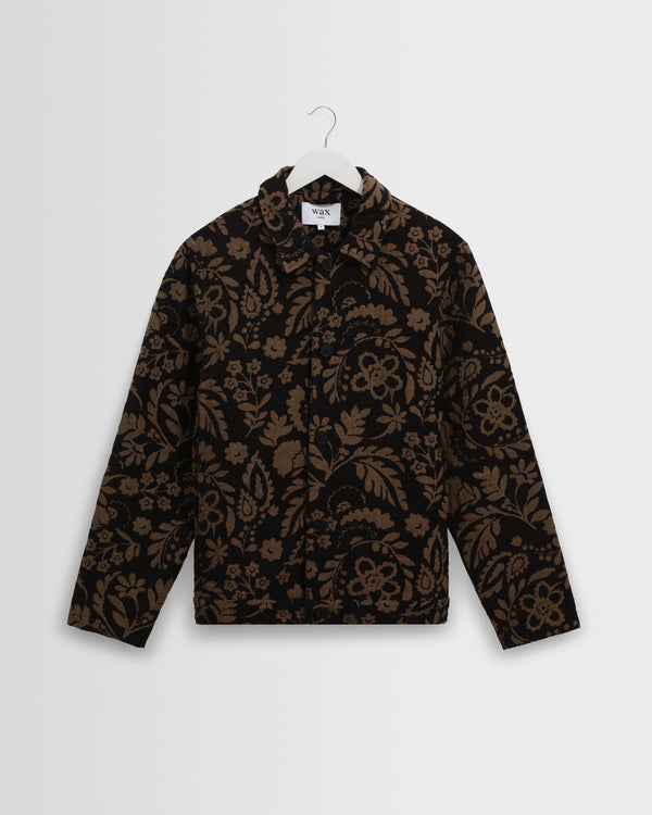 wax london men's Iggy - Black And Khaki Chenille Jacquard Jacket