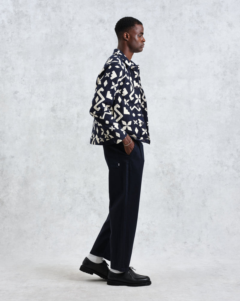 wax london Iggy - Navy Geometrical Block Jacket