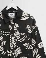 wax london men's Jay - Black And Ecru Printed Cotton Chore Jacket
