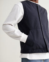wax london men's Jedd - Navy Organic Cotton Ripstop Gilet