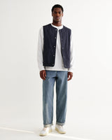 wax london men's Jedd - Navy Organic Cotton Ripstop Gilet