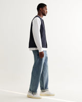 wax london men's Jedd - Navy Organic Cotton Ripstop Gilet