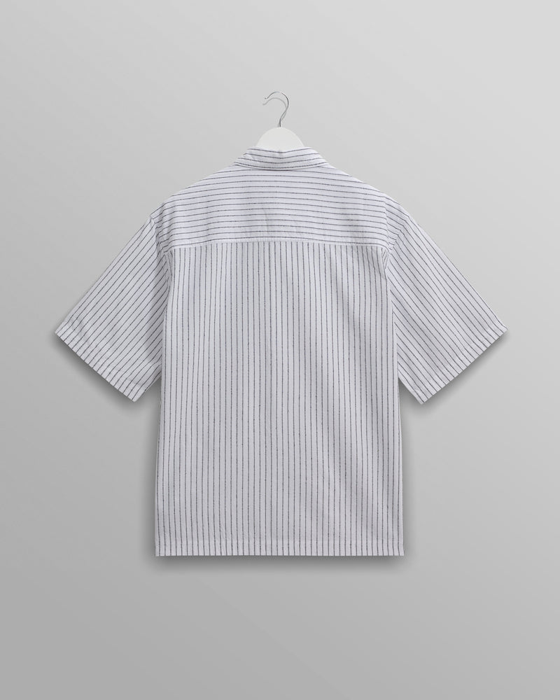 wax london Kew - White Stripe Cotton-Poplin Short-Sleeve Shirt