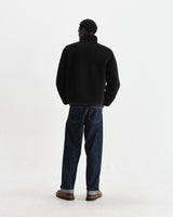 wax london men's Killick - Black Reversible Corduroy Borg Jacket