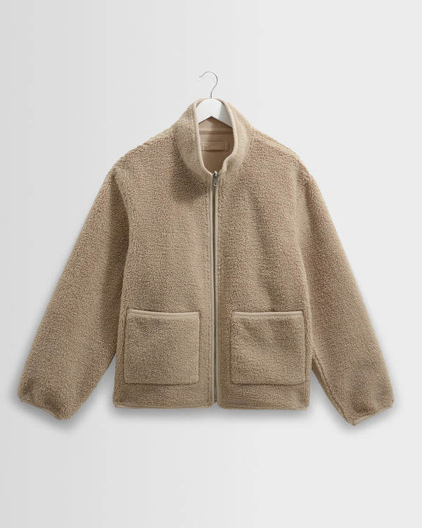wax london men's Killick - Natural Reversible Corduroy Borg Jacket