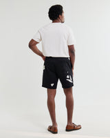 wax london men's Kurt - Black And Beige Abstract Applique Shorts