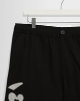 wax london men's Kurt - Black And Beige Abstract Applique Shorts