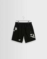 wax london men's Kurt - Black And Beige Abstract Applique Shorts