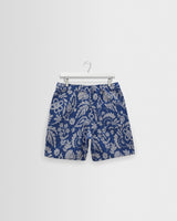 wax london men's Kurt - Blue And Ecru Floral Jacquard Shorts