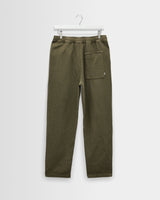 wax london men's Kurt - Khaki Crinkle Cotton-Linen Relaxed Fit Trousers