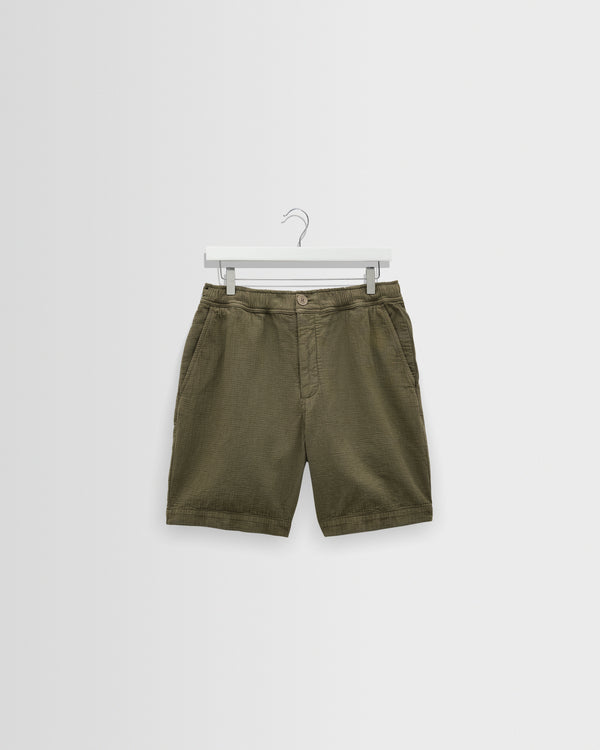 wax london men's Kurt - Khaki Crinkle Cotton-Linen Shorts