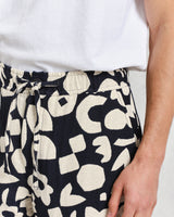 wax london men's Kurt - Navy And Ecru Spin Jacquard Trousers