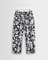 wax london men's Kurt - Navy And Ecru Spin Jacquard Trousers
