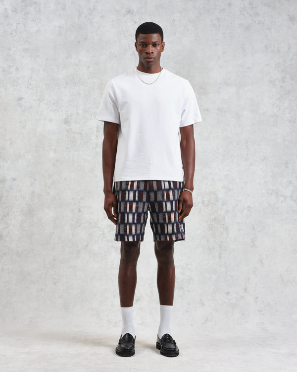 wax london Kurt - Navy And Red Ombre Grid Shorts