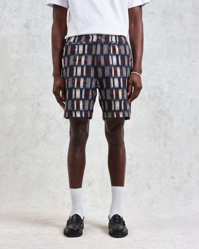 wax london Kurt - Navy And Red Ombre Grid Shorts
