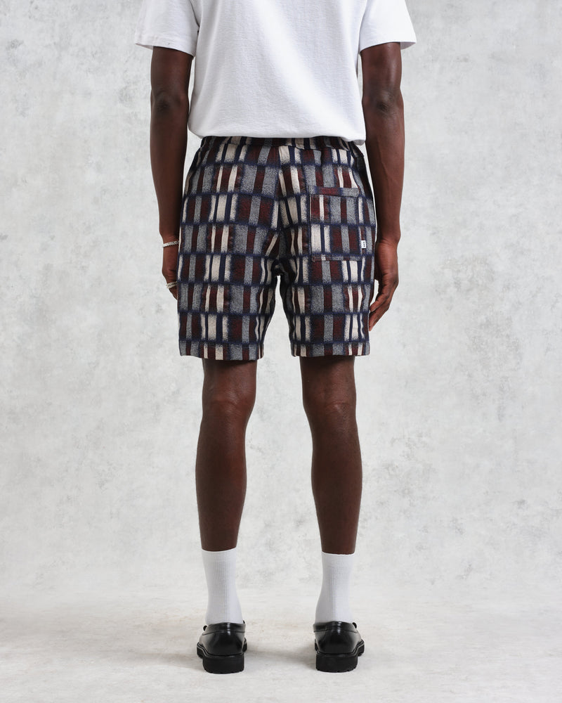 wax london Kurt - Navy And Red Ombre Grid Shorts