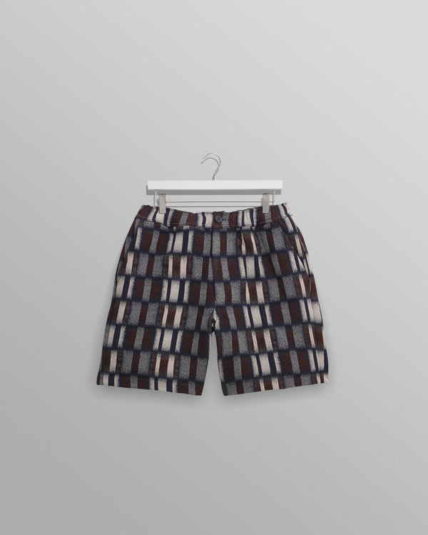 wax london Kurt - Navy And Red Ombre Grid Shorts