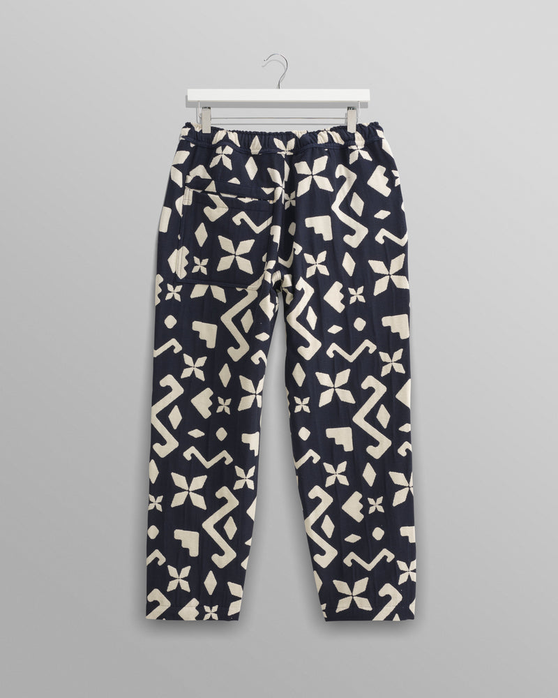 wax london Kurt - Navy Geometric Jacquard Trousers