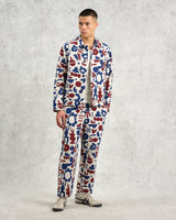 wax london men's Kurt - Red And Blue Spin Jacquard Trousers