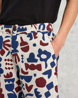 wax london men's Kurt - Red And Blue Spin Jacquard Trousers