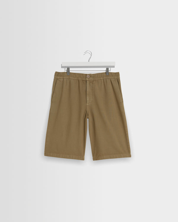 wax london men's Kyle - Light Khaki Organic Cotton Twill Shorts