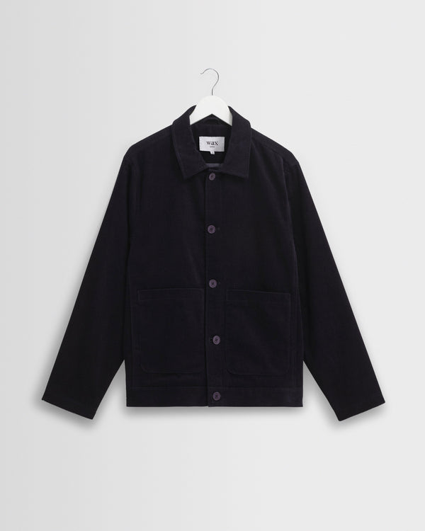 wax london men's Landmark - Navy Corduroy Chore Jacket