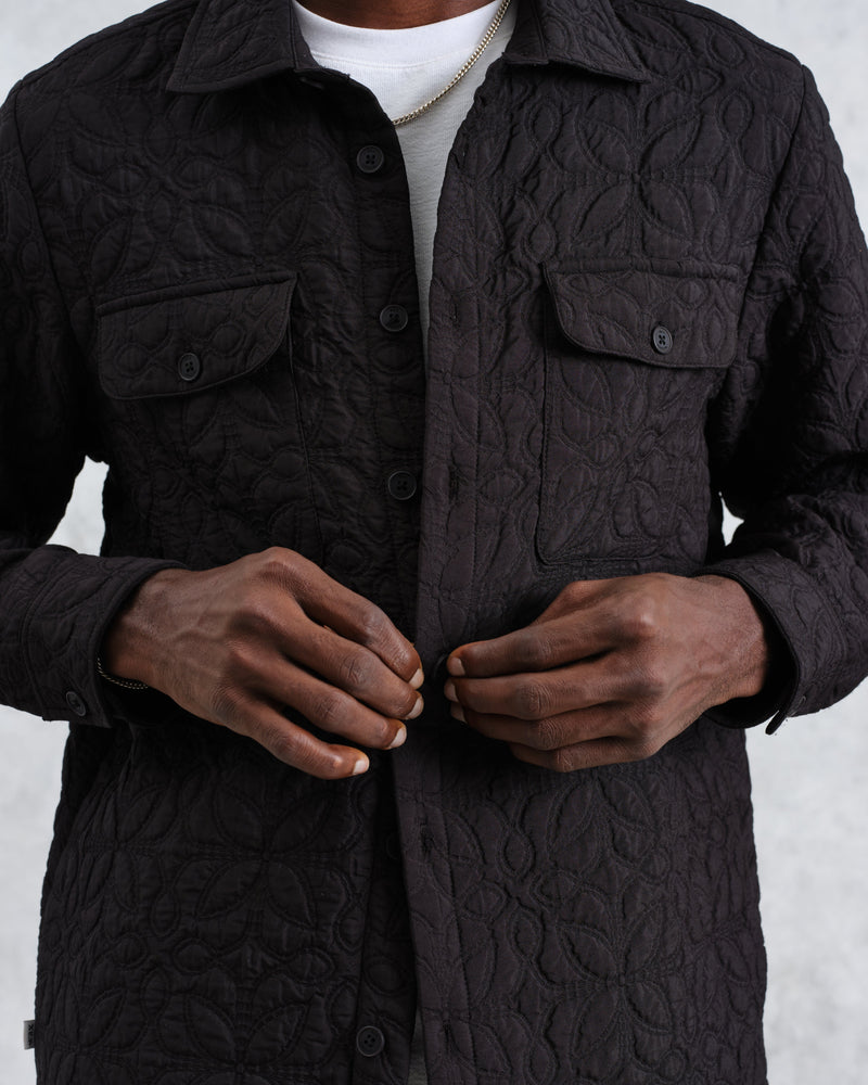 wax london Lomond - Black Petal Quilted Overshirt
