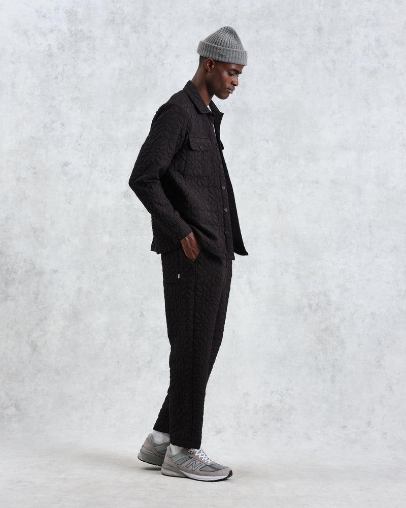 wax london Lomond - Black Petal Quilted Overshirt