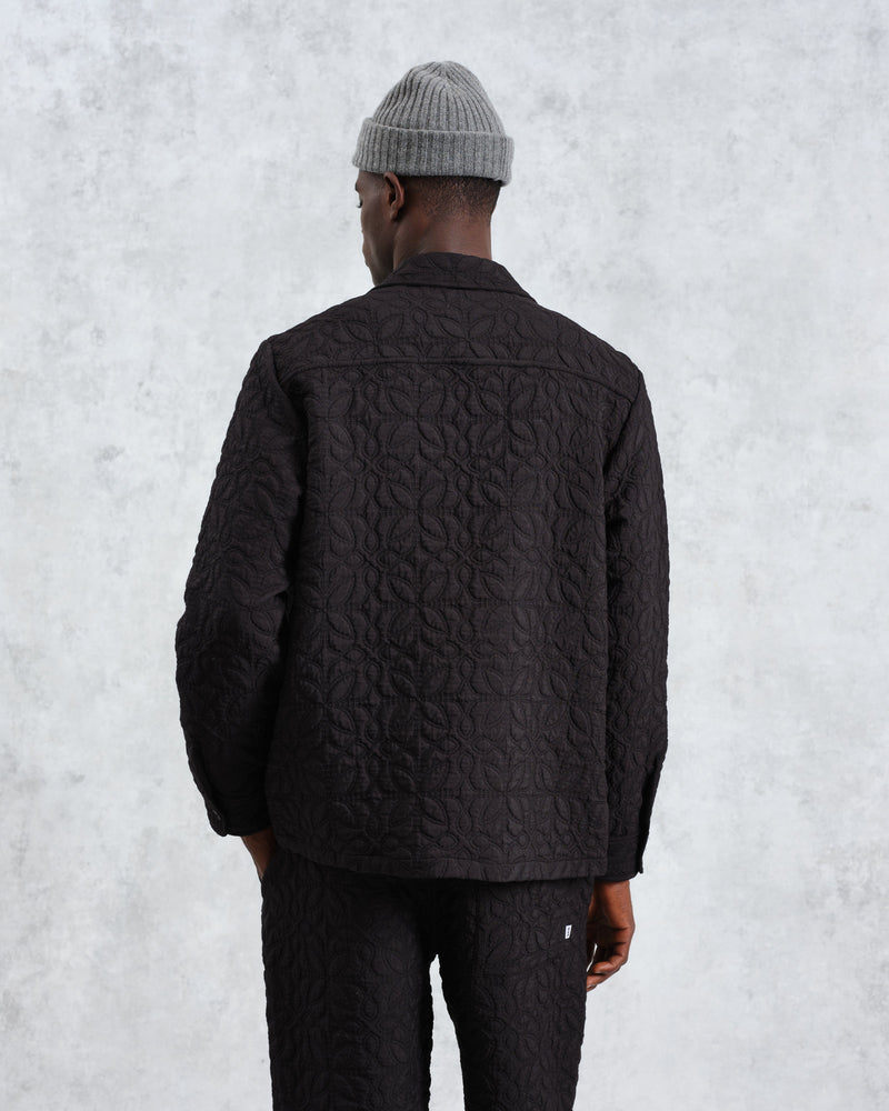 wax london Lomond - Black Petal Quilted Overshirt