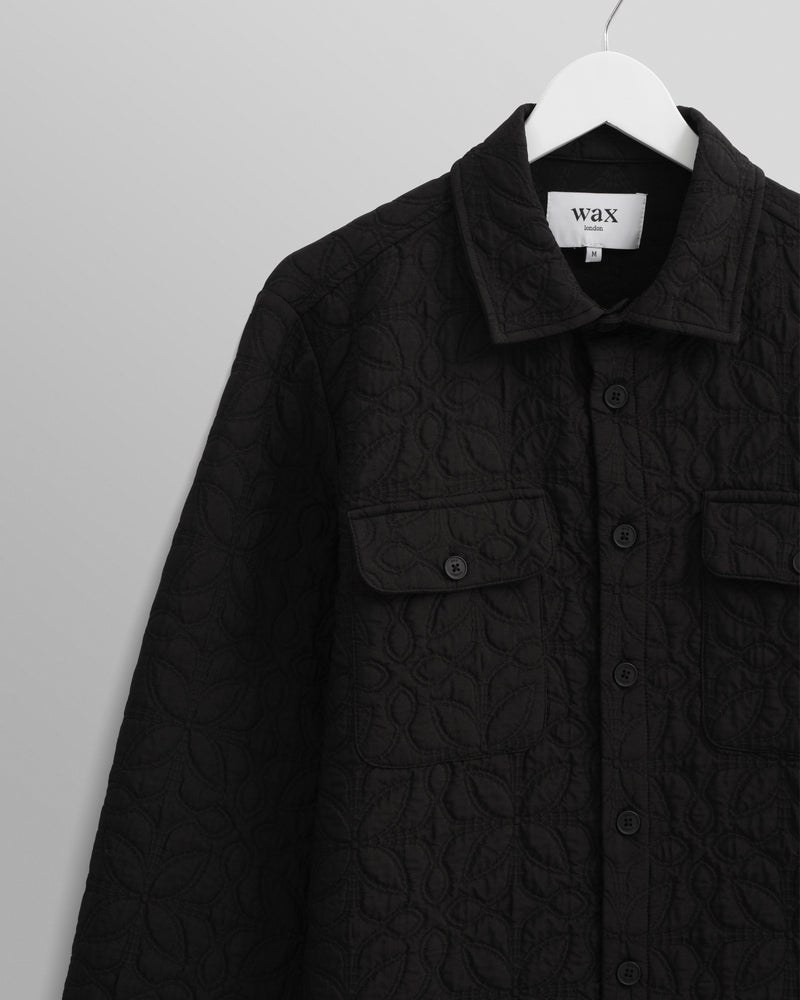 wax london Lomond - Black Petal Quilted Overshirt