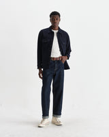 wax london men's Lomond - Navy Heavy Wool Overshirt