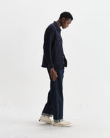 wax london men's Lomond - Navy Heavy Wool Overshirt