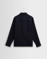 wax london men's Lomond - Navy Heavy Wool Overshirt