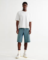 wax london men's Luca - Vintage Blue Organic Cotton Denim Shorts