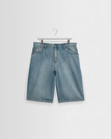 wax london men's Luca - Vintage Blue Organic Cotton Denim Shorts