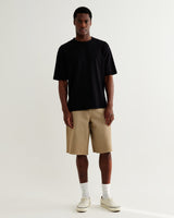 wax london men's Luca - Washed Beige Organic Cotton Denim Shorts