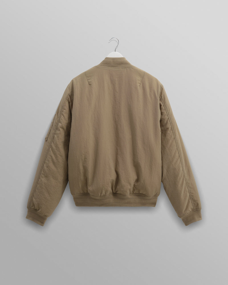 wax london Malvern - Washed Khaki Nylon Bomber Jacket