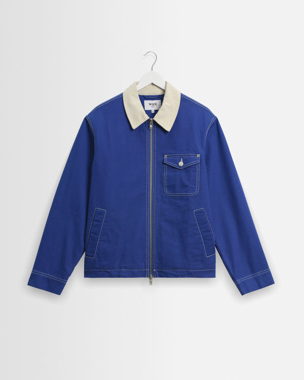 wax london men's Mason - Blue Canvas Work Jacket