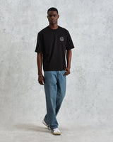 wax london men's Milton - Black Stacked Text Graphic Organic Cotton T-Shirt