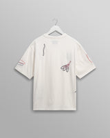 wax london men's Milton - Ecru Embroidered Organic Cotton T-Shirt