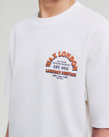 wax london men's Milton - Off White Organic Cotton Laundry Graphic T-Shirt