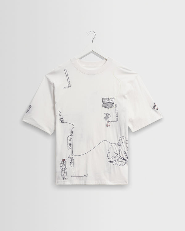 wax london men's Milton - Off White Organic Cotton London Graphic T-Shirt