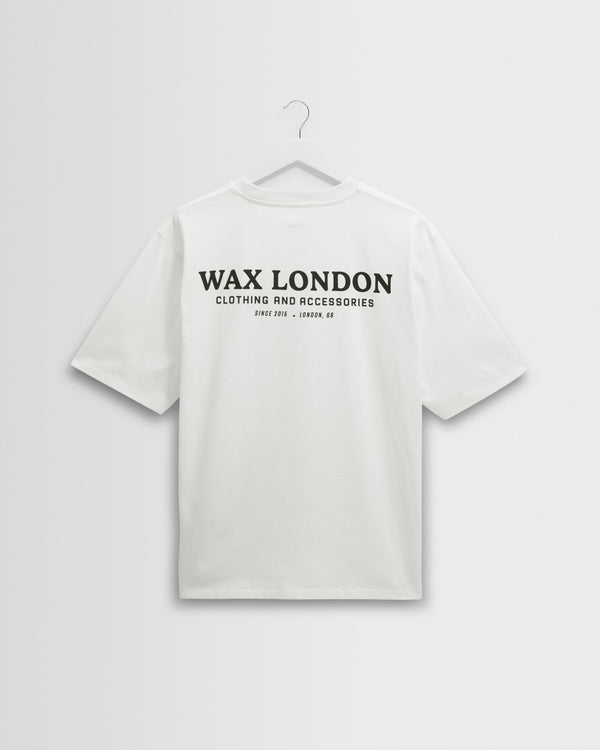 wax london men's Milton - Off White Stacked Text Graphic Organic Cotton T-Shirt