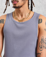 wax london men's Montague - Blue Ribbed Organic Cotton Vest