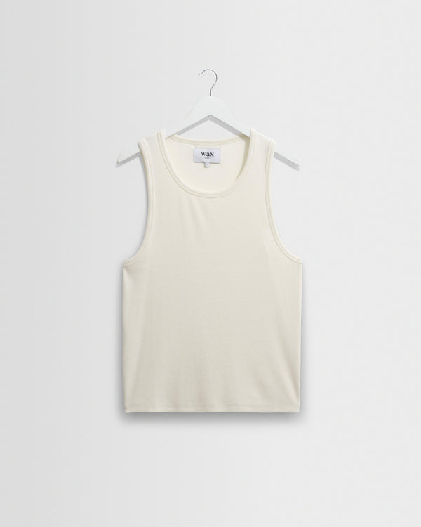 wax london men's Montague - Ecru Ribbed Organic Cotton Vest