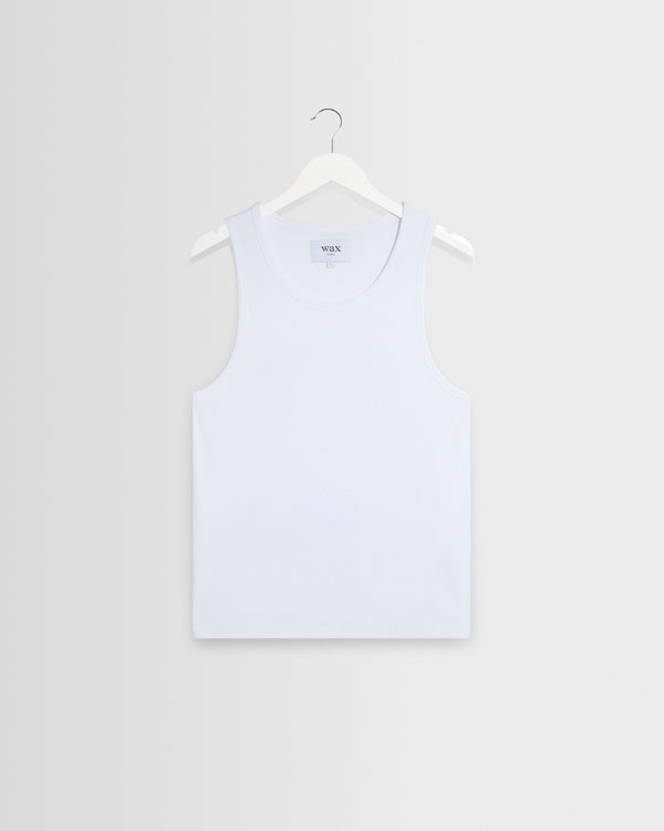 wax london men's Montague - White Ribbed Organic Cotton Vest