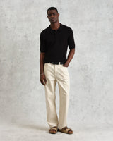 wax london men's Naples - Black Diamond Stripe Knitted Polo